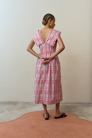 Zethu Red and White Collar Dress