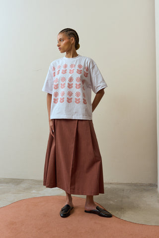 Terracotta Pleated Skirt