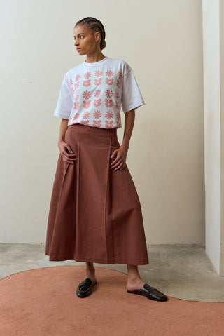 Terracotta Pleated Skirt