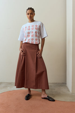 Terracotta Pleated Skirt