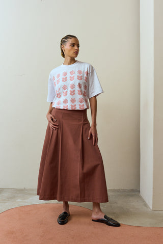 Terracotta Pleated Skirt