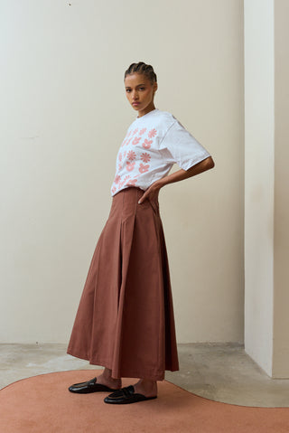 Terracotta Pleated Skirt