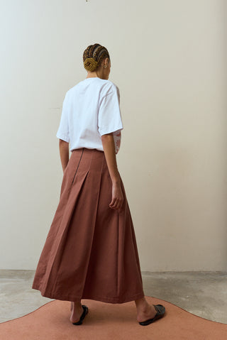 Terracotta Pleated Skirt