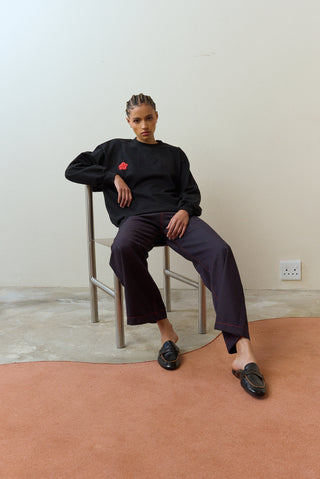 Lerato Black Longsleeve Tshirt with  Embroidery Detail
