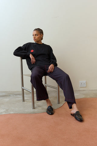 Lerato Black Longsleeve Tshirt with  Embroidery Detail