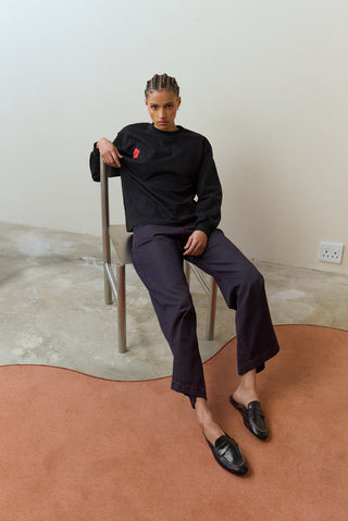 Lerato Black Longsleeve Tshirt with  Embroidery Detail