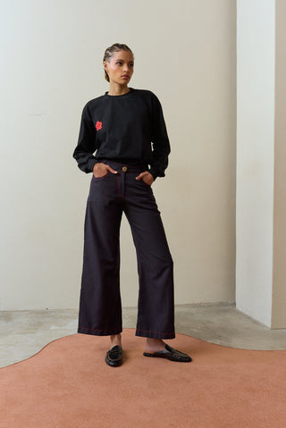 Lerato Black Longsleeve Tshirt with  Embroidery Detail