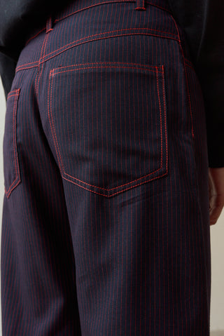 Thando Pinstripe Navy Wool Trousers