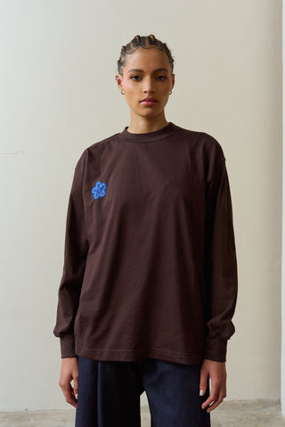 Nobuhle Brown Long Sleeved Shirt with Flower Embroidery
