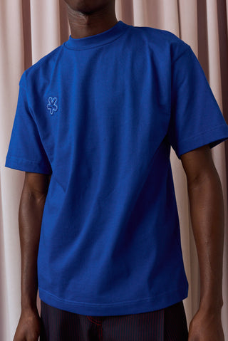 Cobalt Blue Embroidery  Flower T-shirt