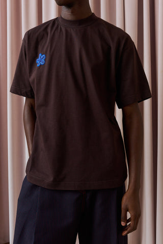 Chocolate Brown Long Sleeve Embroidered T-shirt