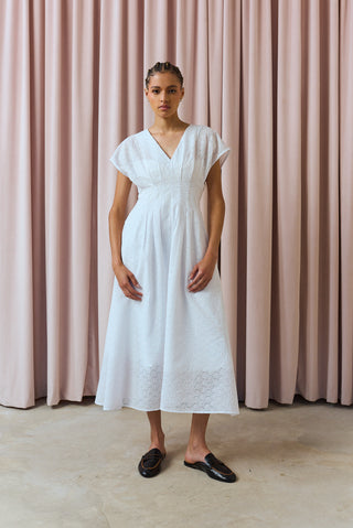 Anelisa Broderie Anglaise Pintuck Dress