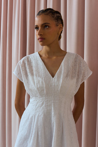 Anelisa Broderie Anglaise Pintuck Dress