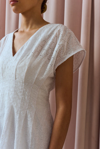 Anelisa Broderie Anglaise Pintuck Dress