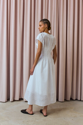 Anelisa Broderie Anglaise Pintuck Dress