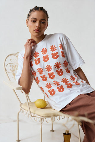 Coral Flower Print Tshirt