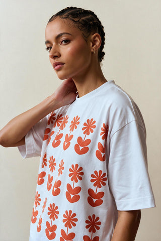 Coral Flower Print Tshirt